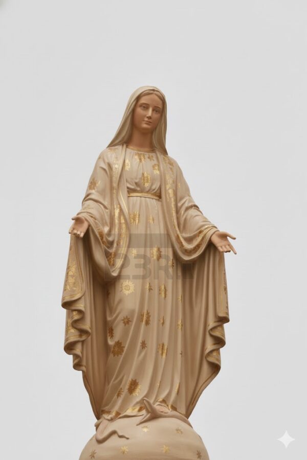 Estatua de la virgen de los milagros color envejecido