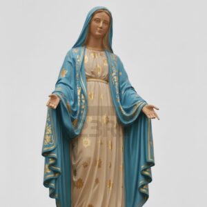 Estatua de la virgen de los milagros color envejecido capa